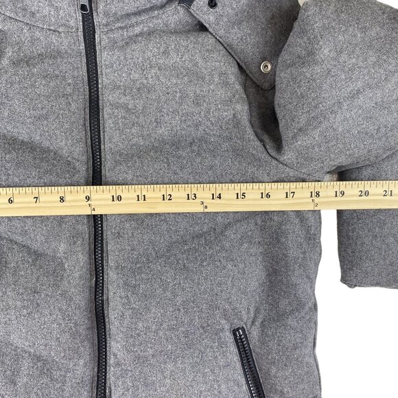 Gap S Primaloft Heather Grey Wool Alt Down Hooded Jacket Coat Zippered Pockets - Picture 10 of 14